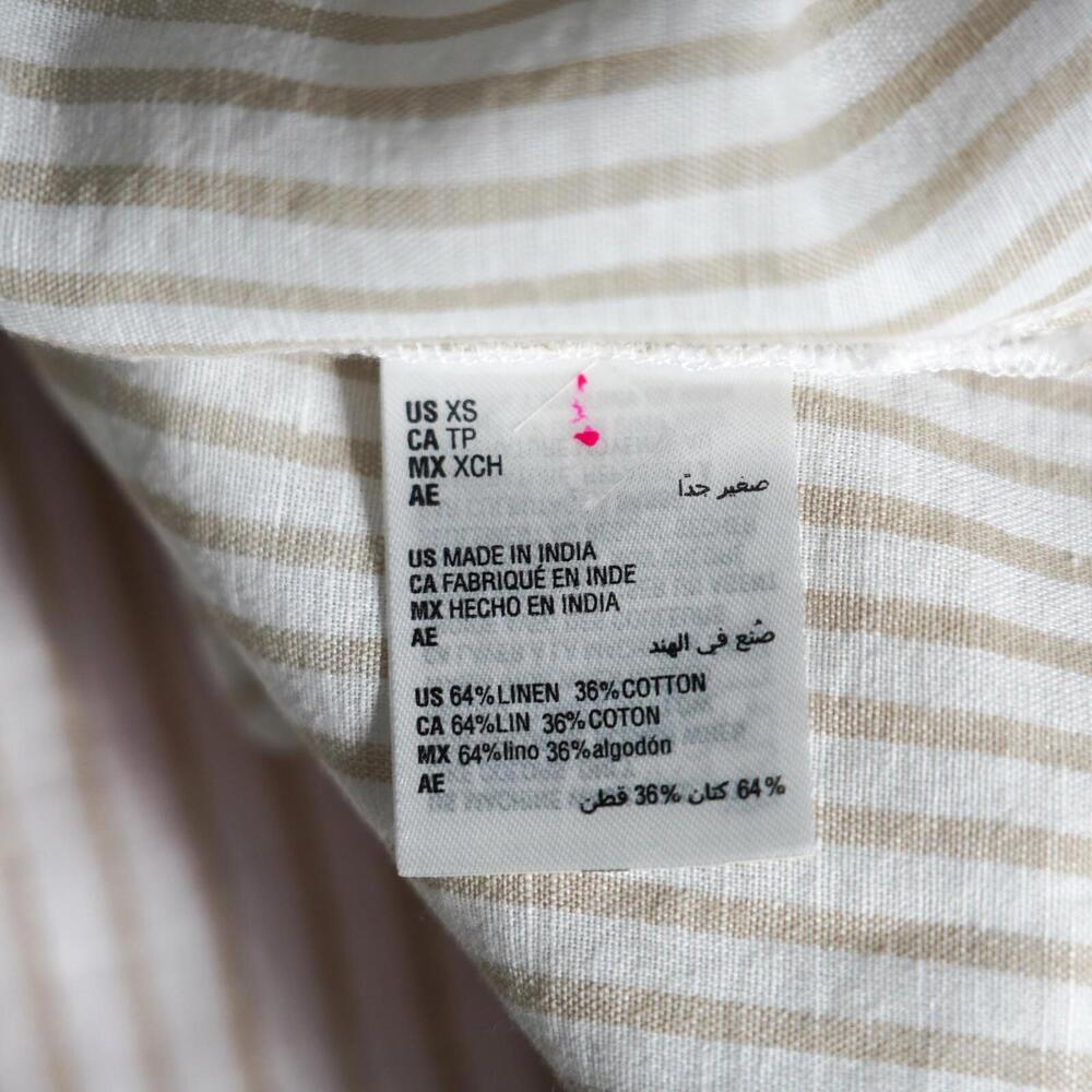 Style & Co Women's XS Beige White Stripe Linen Cotton Sleeveless Blouse India - Picture 4 of 8